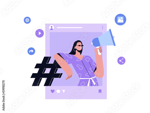 Social Media Content Creator Youtuber Instagram Ads Endorsement Facebook Twitter Tiktok Video Photo Model Digital Marketing campagin Illustration
