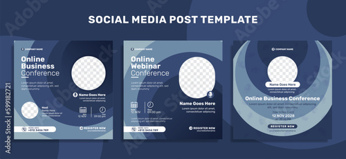 Online business conference social media post and corporate web banner template