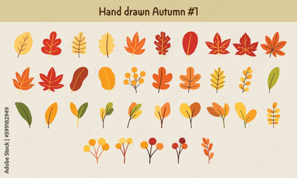 Fototapeta premium Hand drawn organic autumn plant collection #1