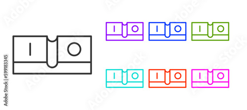 Black line Electric light switch icon isolated on white background. On and Off icon. Dimmer light switch sign. Concept of energy saving. Set icons colorful. Vector