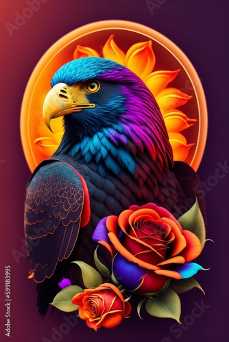 colourfull eagle with rose © aounraza