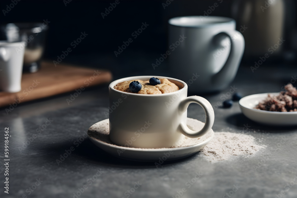 Cupcakes in a mug, microwaved, quick dessert. With Generative AI tehnology Cupcakes in a mug, microwaved, quick dessert. With Generative AI tehnology