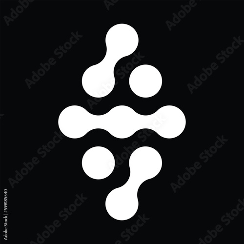 Molecule network icon chip computer with line art

