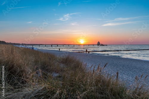 Sonnenuntergang am Zingster Strand.