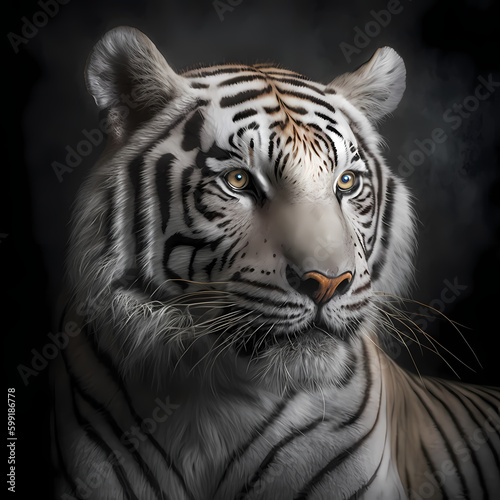 White Tiger Head Close Up. Generative AI