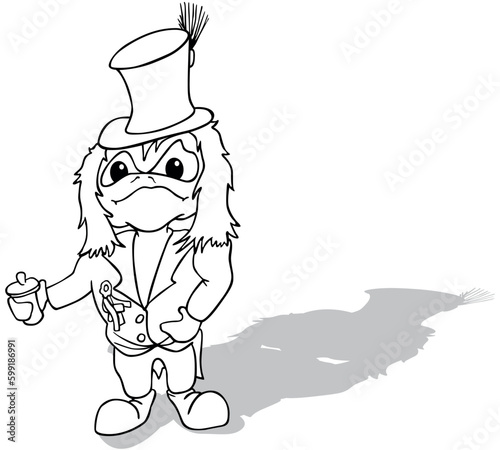 Drawing of a Standing Waterman with a Cup in his Hand