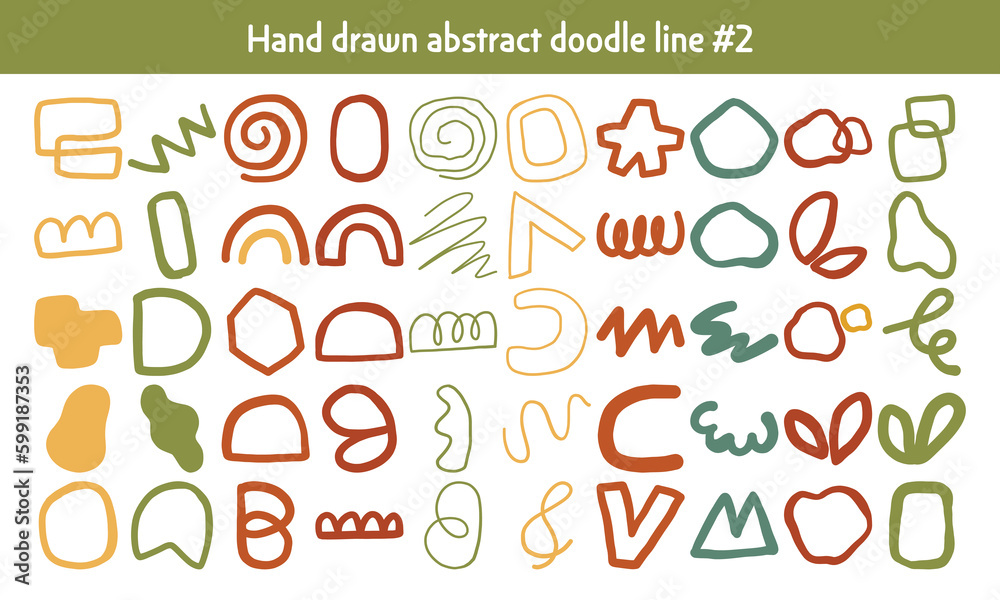 Hand drawn abstract doodle line collection #2