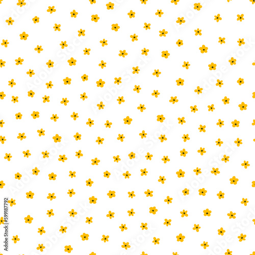 Seamless pattern with yellow tiny flowers