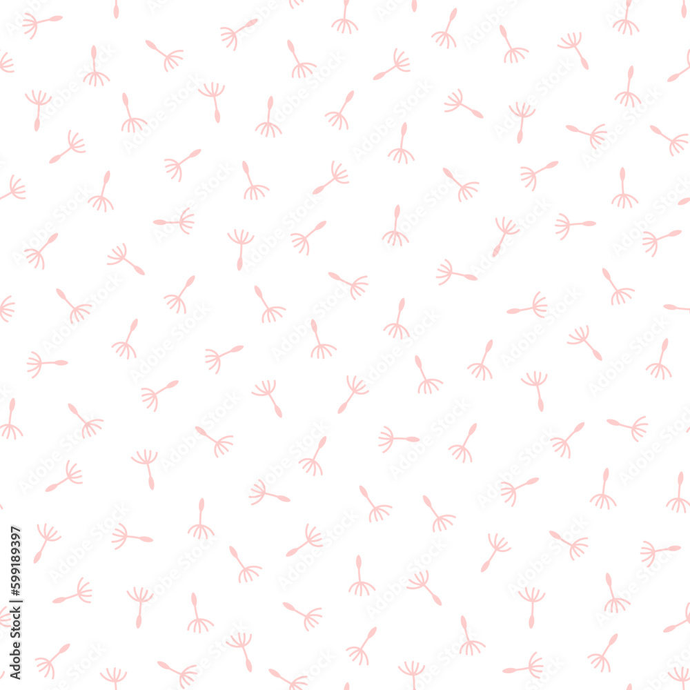 Seamless pattern with pink dandelion