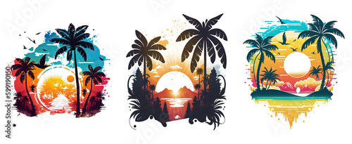 Summer t shirt design, Beach t-shirt Design. Generative AI