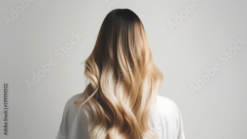 Colored hairs in ombre or balayage technic. Created with ai generative tools