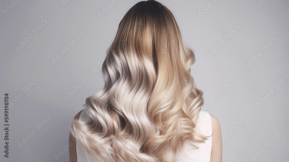 Fototapeta premium Colored hairs in ombre or balayage technic. Created with ai generative tools