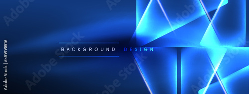 Neon lights hacking geometric background, virtual reality or artificial intelligence concept, cyberpunk geometric template for wallpaper, banner, presentation, background
