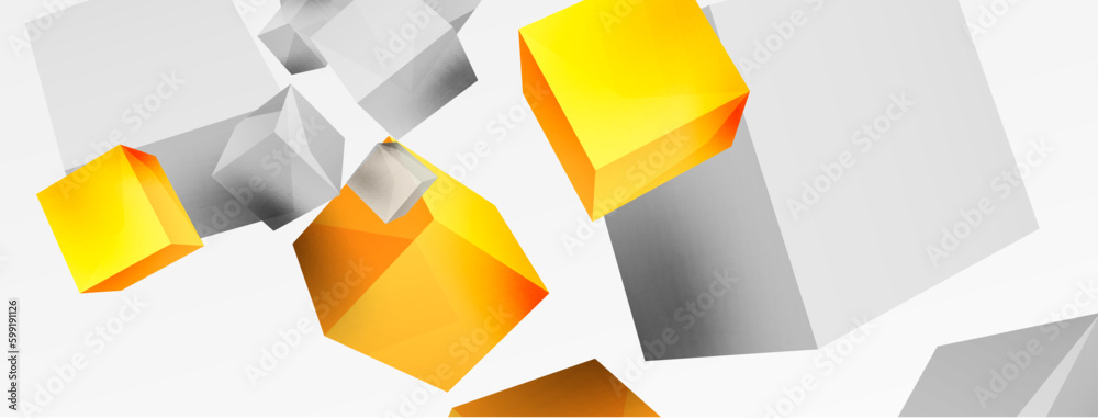 3d vector abstract background. Flying cubes composition. Trendy techno business template for wallpaper, banner, background or landing 3d vector abstract background. Flying cubes composition. Trendy techno business template for wallpaper, banner, background or landing