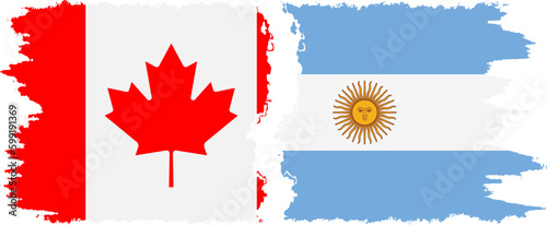 Argentina and Canada grunge flags connection vector