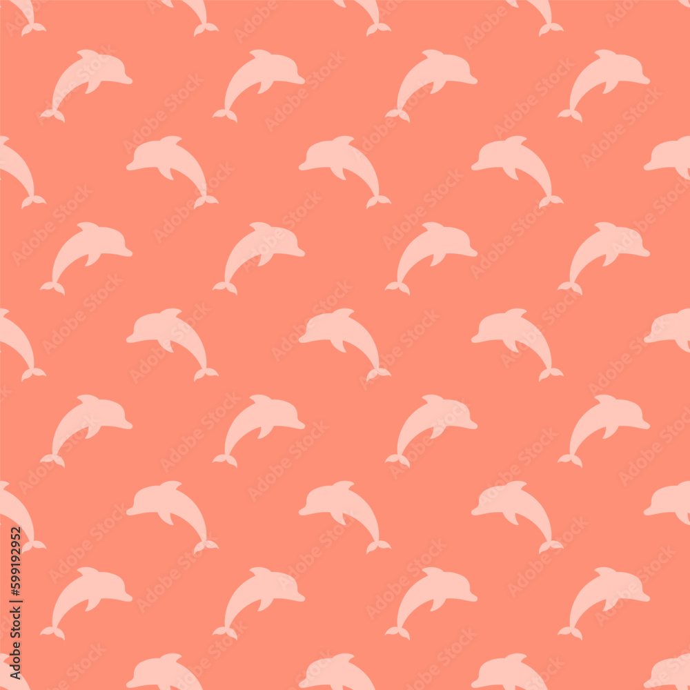 Fototapeta premium Pink seamless pattern with pink dolphins