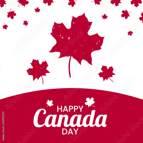 1st July 2020 Happy Canada Day banner for independence day background with red maple in grunge style. Vector illustration greeting card. Canada holiday concept design. Red White theme with Maple leaf.