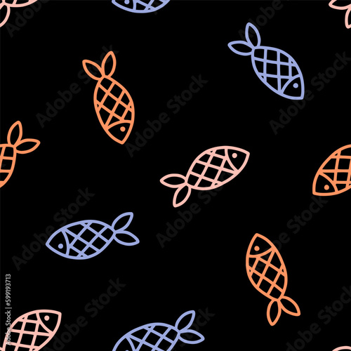 Seamless pattern with colorful fish