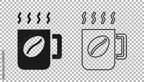 Black Coffee cup icon isolated on transparent background. Tea cup. Hot drink coffee. Vector