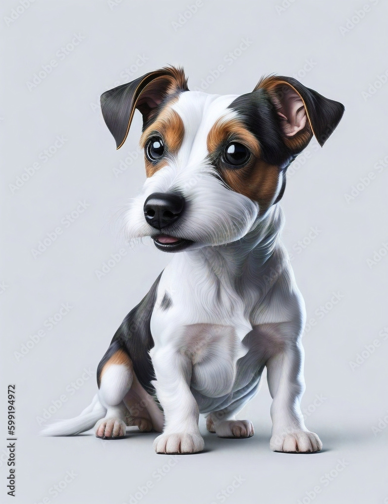 cute jack russell terrier dog portrait, sticker, stickers, centered, posing to camera, generative AI