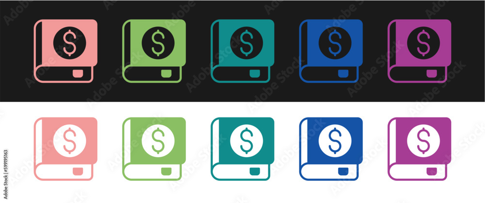 Set Financial book icon isolated on black and white background. Vector Set Financial book icon isolated on black and white background. Vector