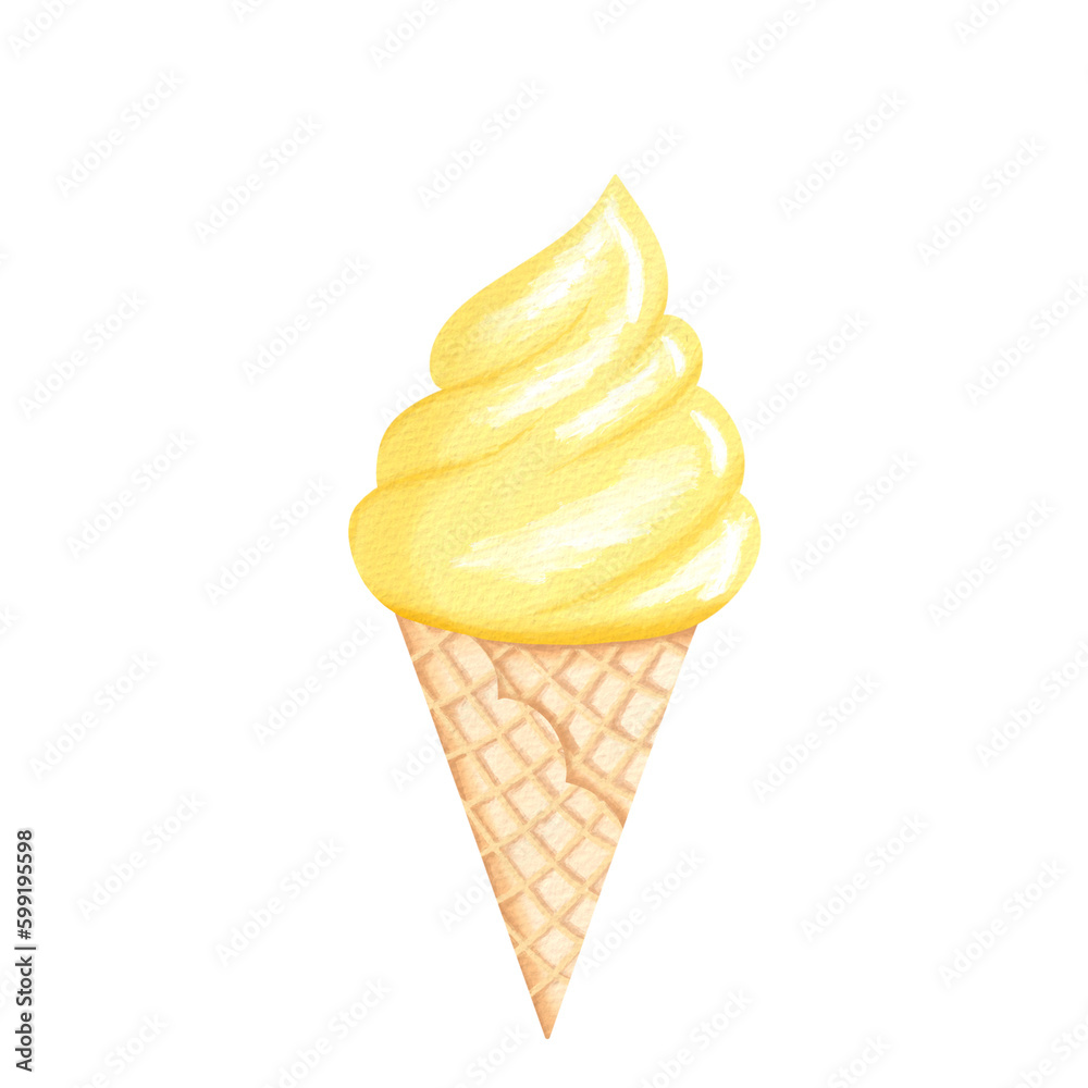  Vanilla ice cream watercolor.