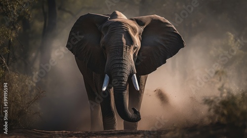 Elephant in Natural Habitat - AI Generated