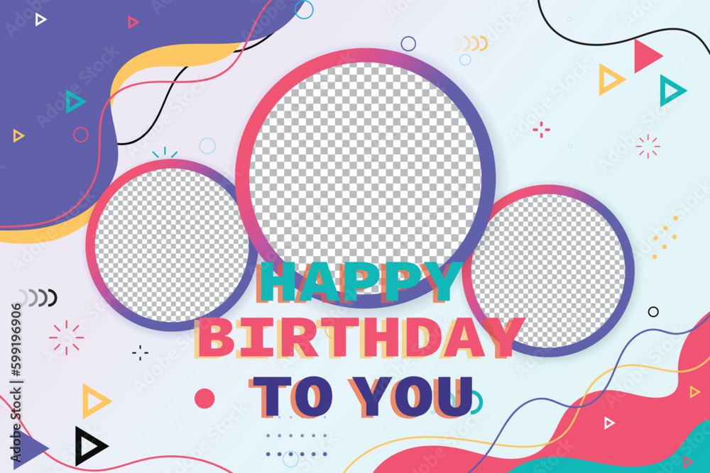 Obraz premium Birthday photo frame with geometric elements 