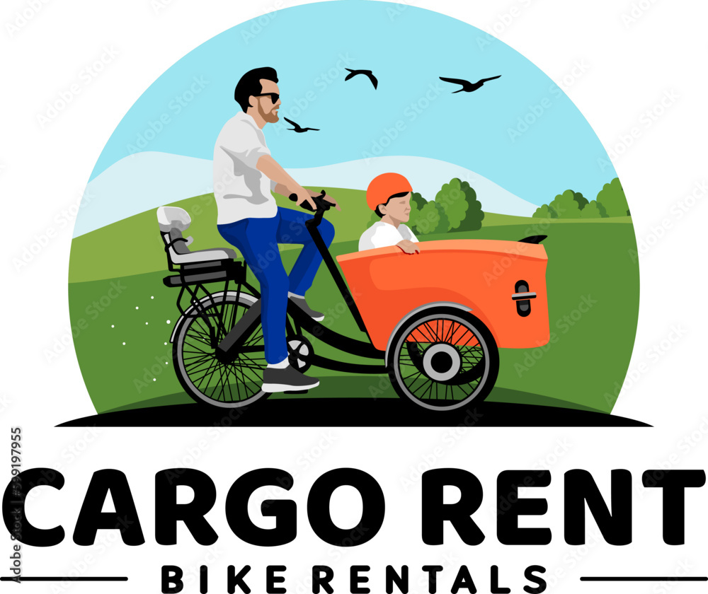 cargo bike rental logo vector