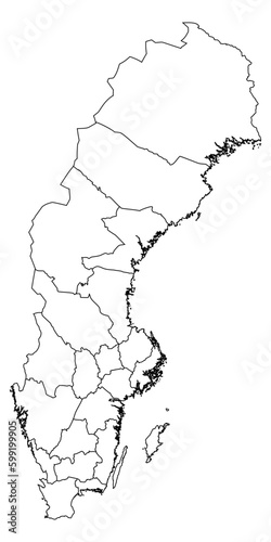 Sweden map with provinces. Vector illustration.