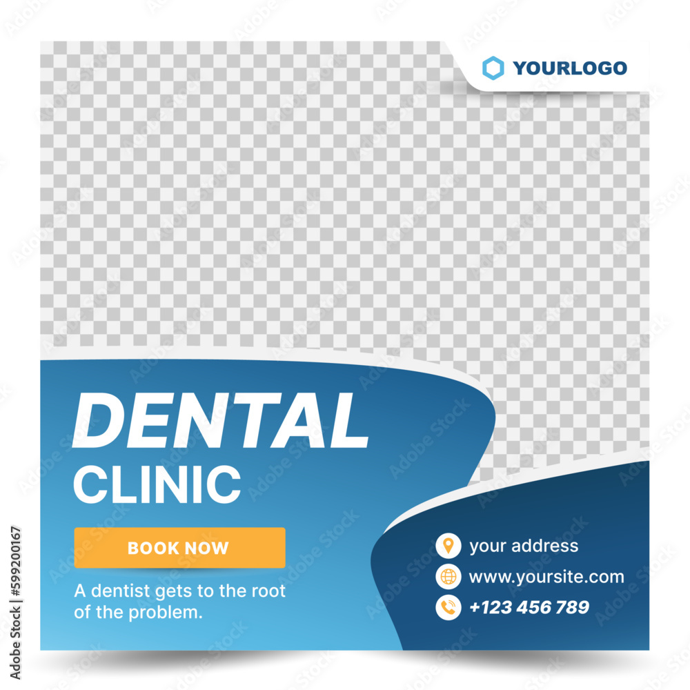 Obraz premium dental care post social media template square banner. template design vector. Modern banner promotion square web banner for hospital and clinic.