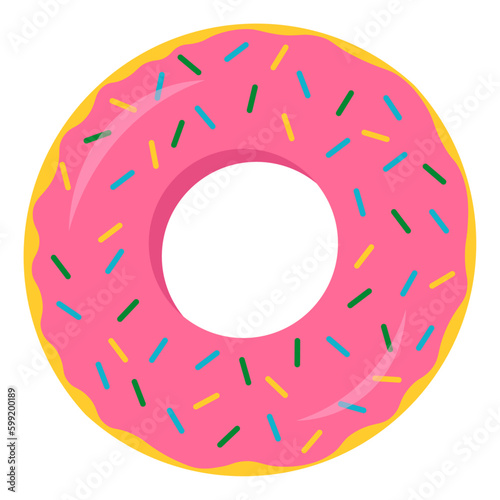 Rubber donut ring for swimming. Vector flat illustration