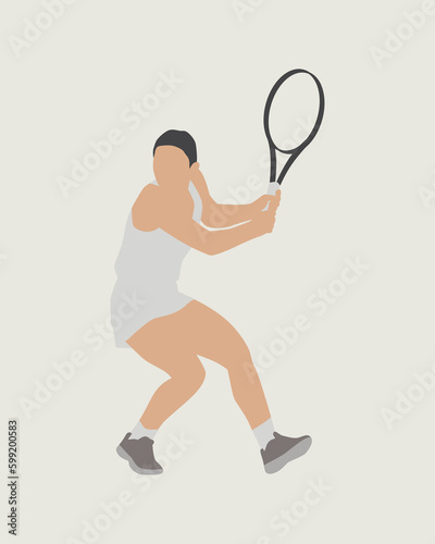 illustration design depicting a female tennis athlete © MountSaurus