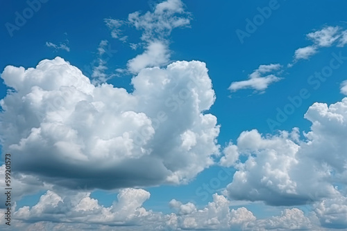 blue sky background with clouds, Beautiful blue sky, clouds, White clouds on blue sky, Generative Ai