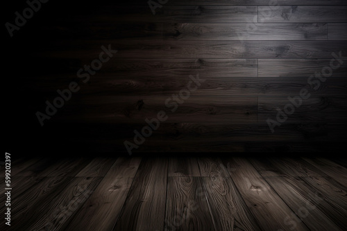 Dark wood background generative Ai © HayyanGFX
