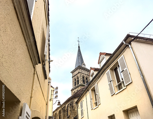 Street view of old village Chevreuse in France photo