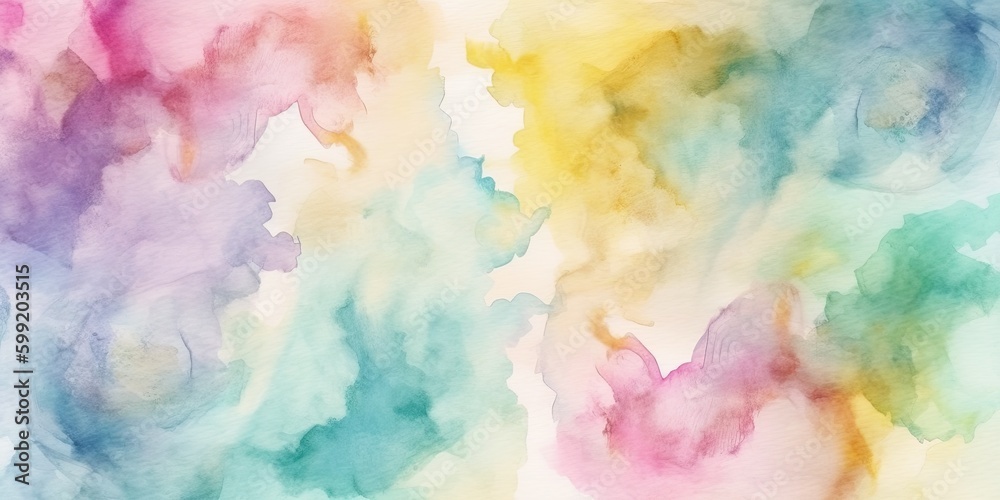 Bright multi-colored watercolor stains. Generative ai.