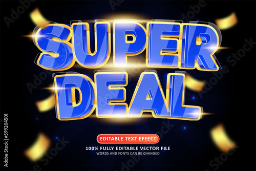 Super deal 3d editable modern blue text effect