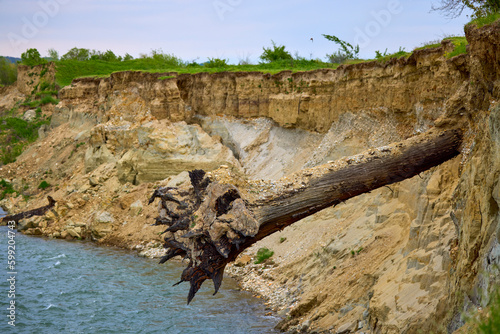 underground soil layer of cross section earth  erosion ground with grass on top