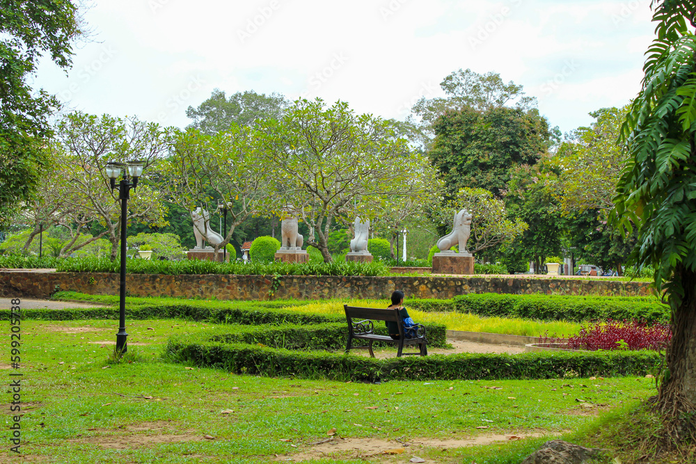 Siem Reap, Cambodia, August the 7th, 2019: the picturesque park in the city centre