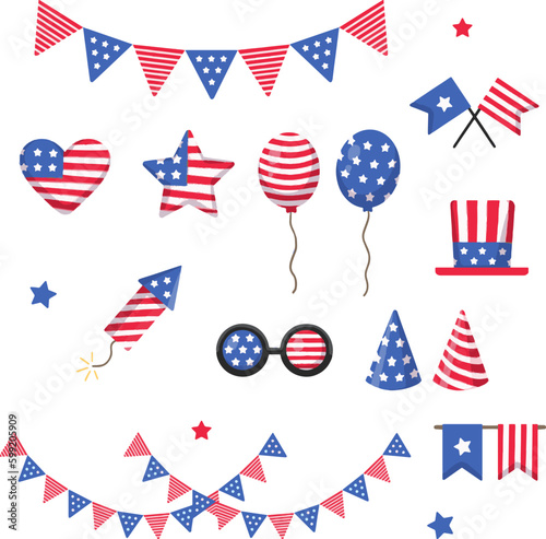 4th July, independence day, Fourth of july element collection