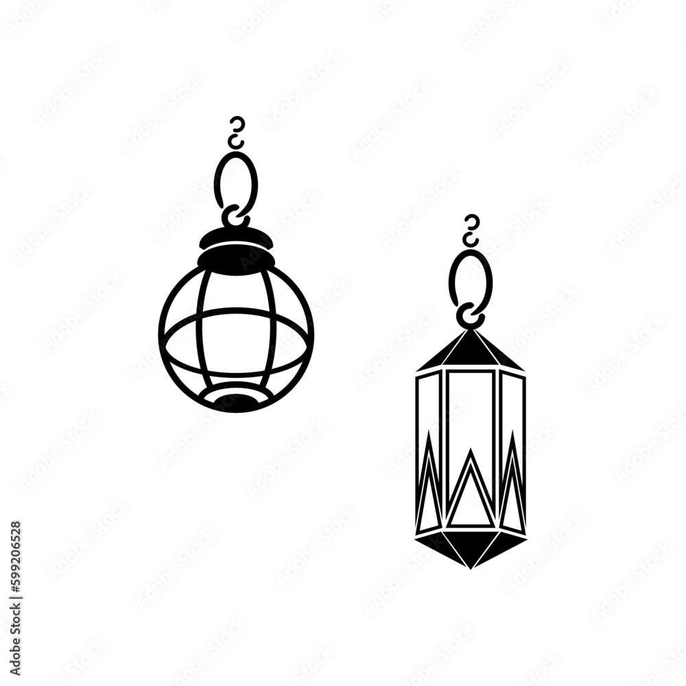 Happy ied mubarak lantern art line, vector illustration Happy ied mubarak lantern art line, vector illustration