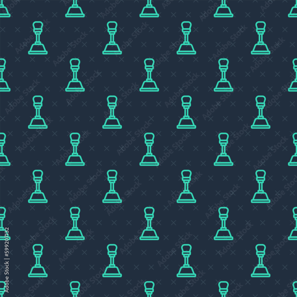 Green line Gear shifter icon isolated seamless pattern on blue background. Manual transmission icon. Vector Green line Gear shifter icon isolated seamless pattern on blue background. Manual transmission icon. Vector