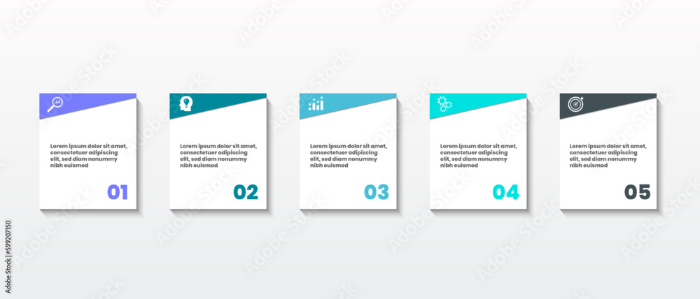 Vector infographic business concept, five step graphic and business icon