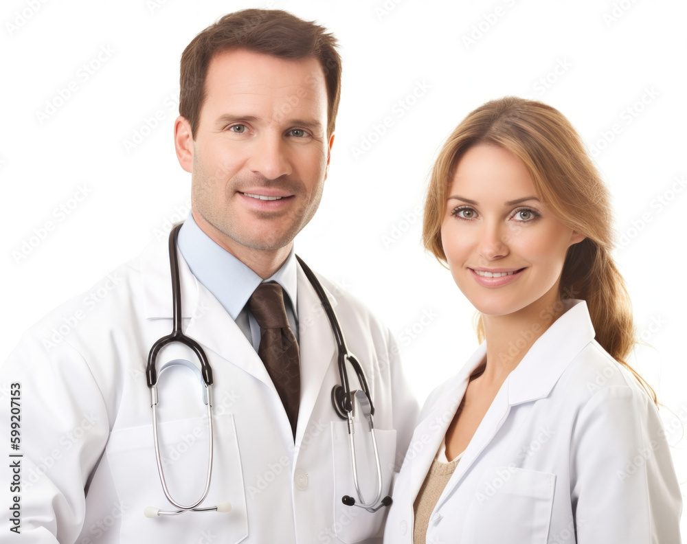 Smiling Doctors in White Coats - Medical Professionals with Positive Attitude - Photo Art Created with Generative AI and Other Techniques Smiling Doctors in White Coats - Medical Professionals with Positive Attitude - Photo Art Created with Generative AI and Other Techniques