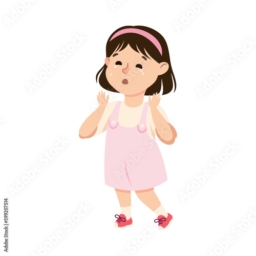 Crying Bullied Girl Suffering from Mockery and Sneer Vector Illustration