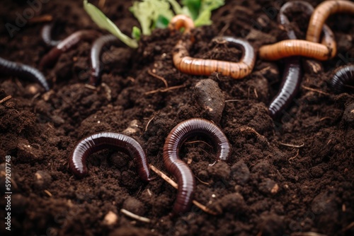 Roundworms in the soil, fertilizer and compost. Generative ai. © Iryna