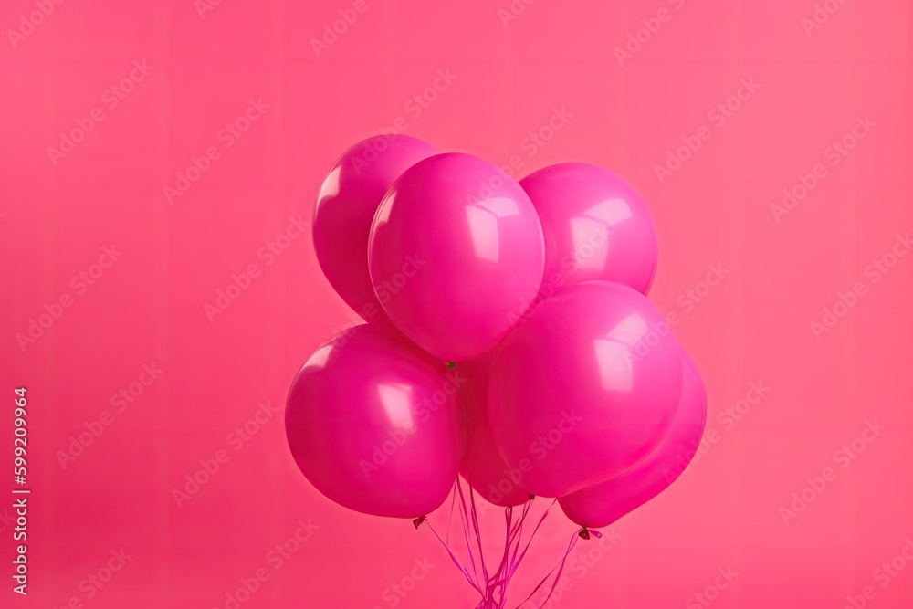 Festive pink balloons in the studio. Generative ai.