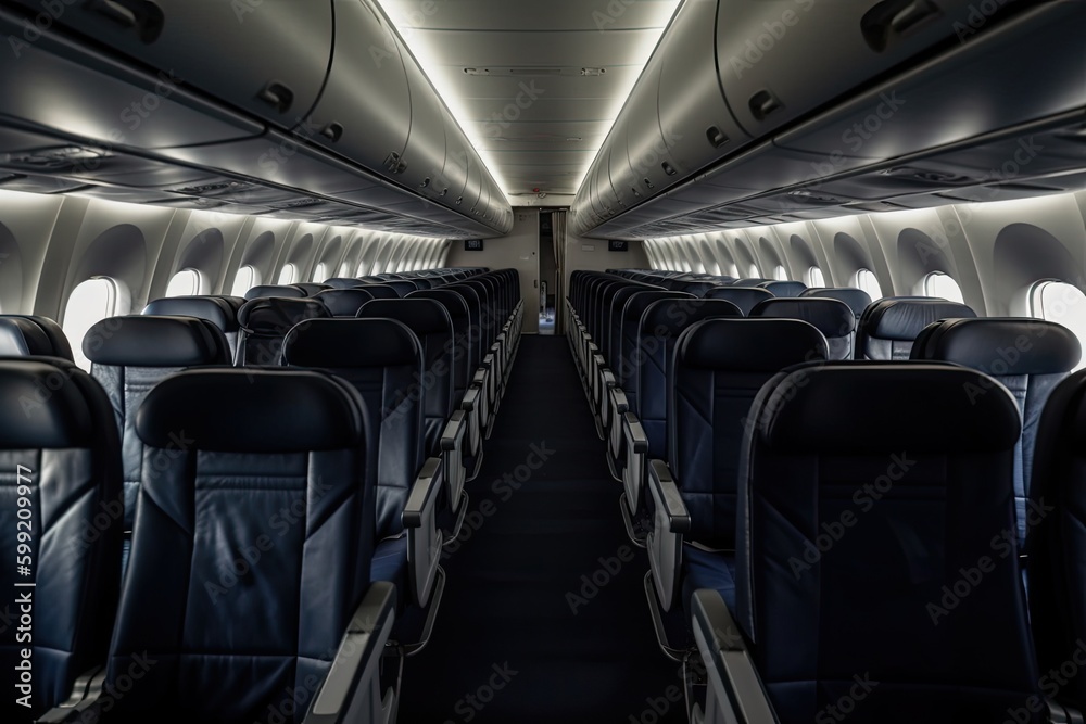Empty seats in economy class. Generative ai. Empty seats in economy class. Generative ai.