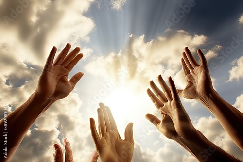 Fotografia The hands of believers reach for the sky, religion